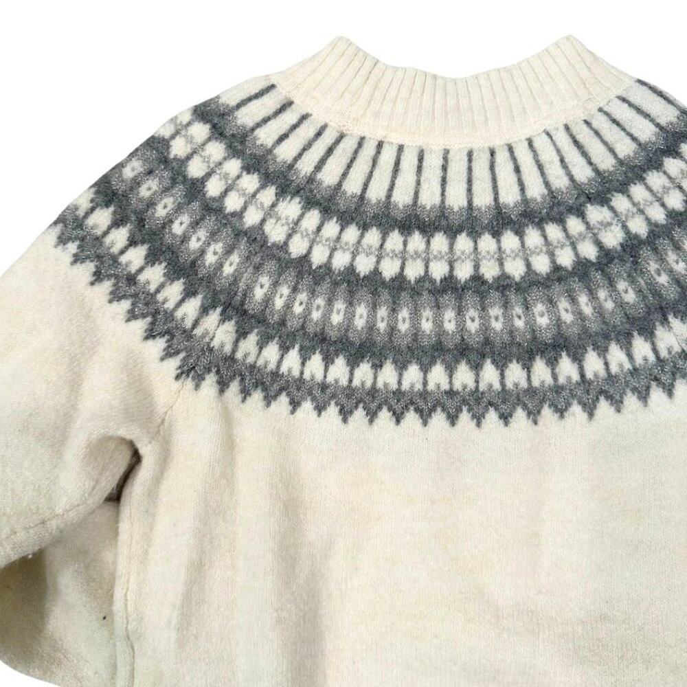 GAP Kids Fair Isle Mockneck Sweater  Ivory Multi Grey 5 - Picture 8 of 8